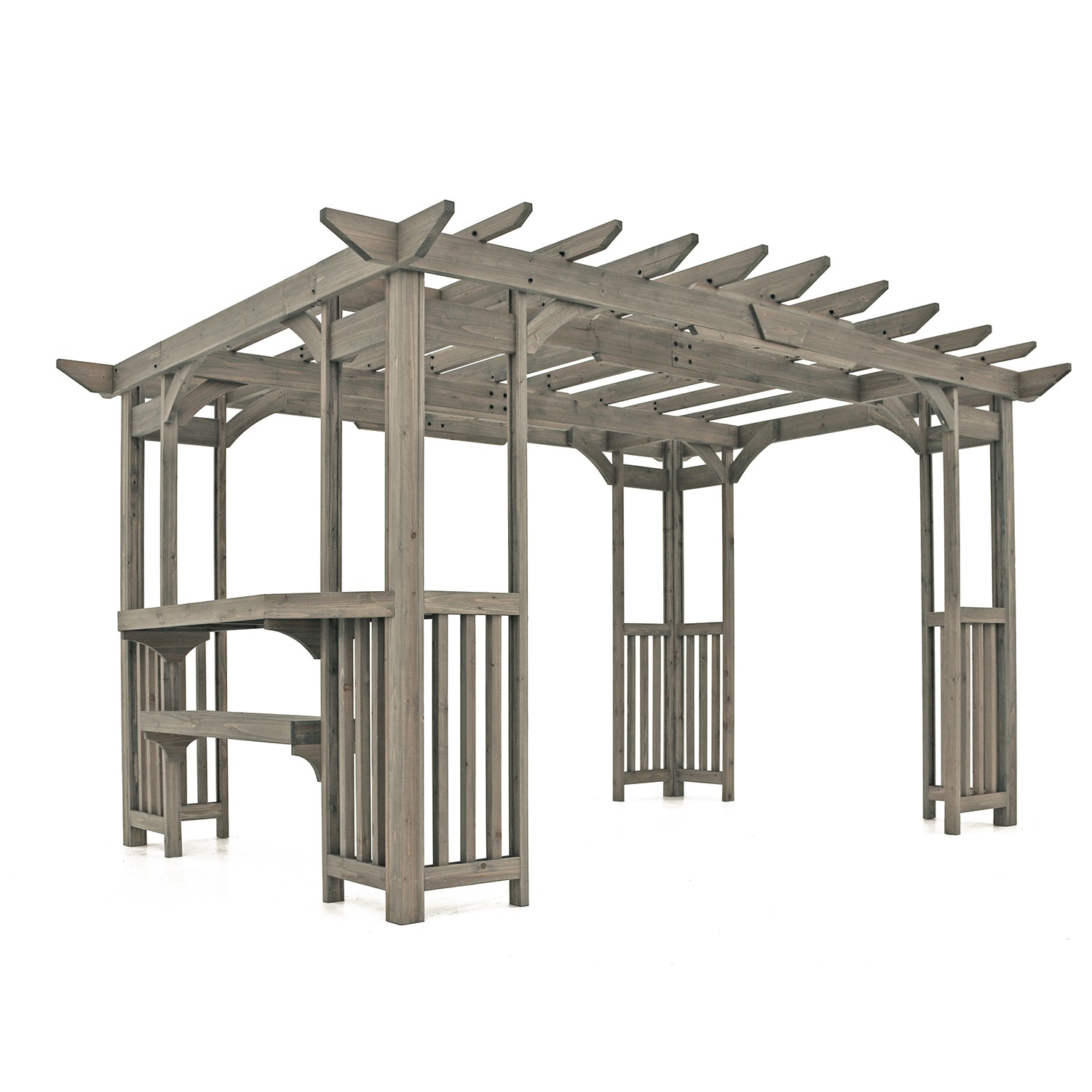 Yardistry YM11783 10 ft. x 14 ft. Madison Pergola with Bar and Sunshade, Grays