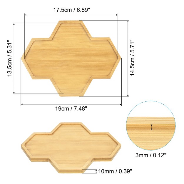 Unique Bargains Home Indoor Polygonal Bamboo Plant Pot Saucer Flower Drip Trays 19x14 5 Inch Wood Color