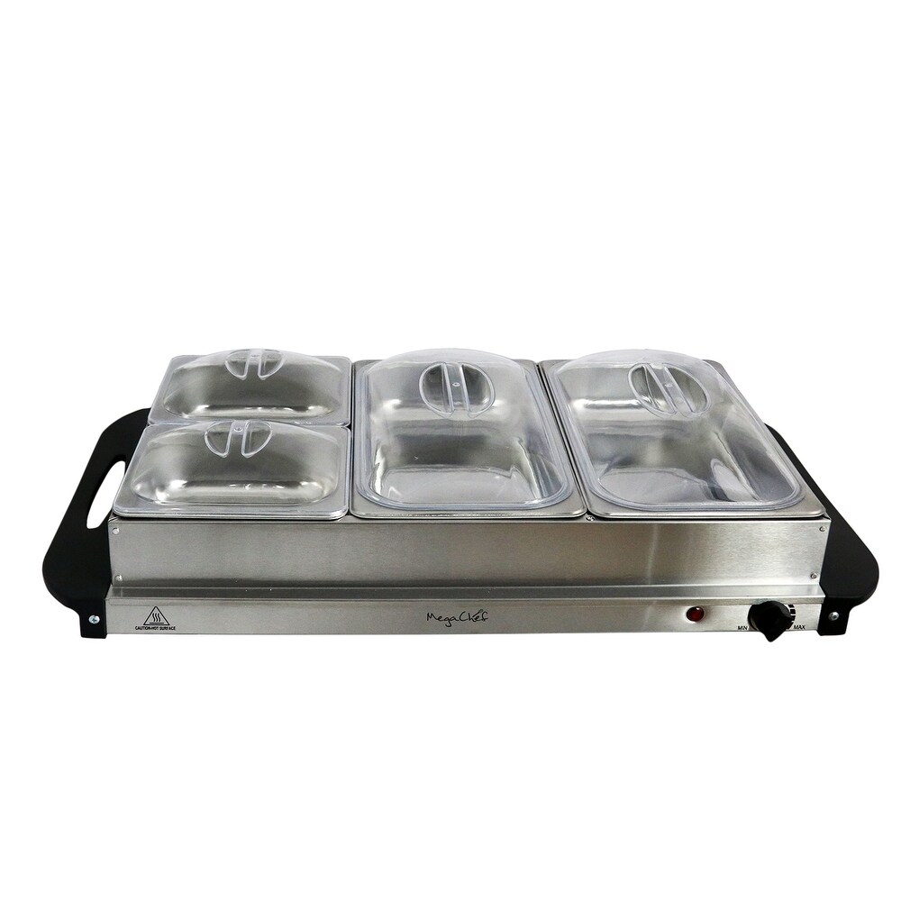 MegaChef Buffet Server   Food Warmer Tray Holder with Four Sections