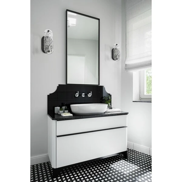 Glacier 1 Light Vanity Medium Base 60 Watt Matte Black Finish Ice Glass