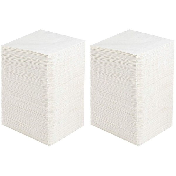 White Cocktail Napkins - 500-Pack Disposable Paper Napkins， 2-Ply， Plain White