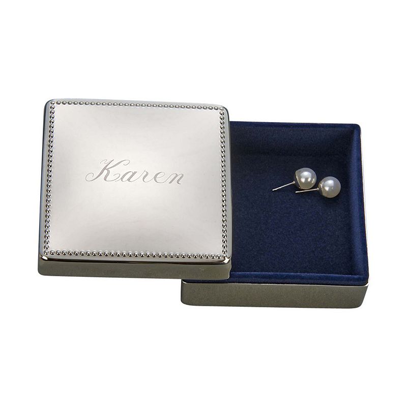 3.25 Silver Square Beaded Jewelry Box