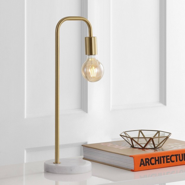 Metal marble Minimalist Glam Pipe Table Lamp includes Led Light Bulb Brass Jonathan Y