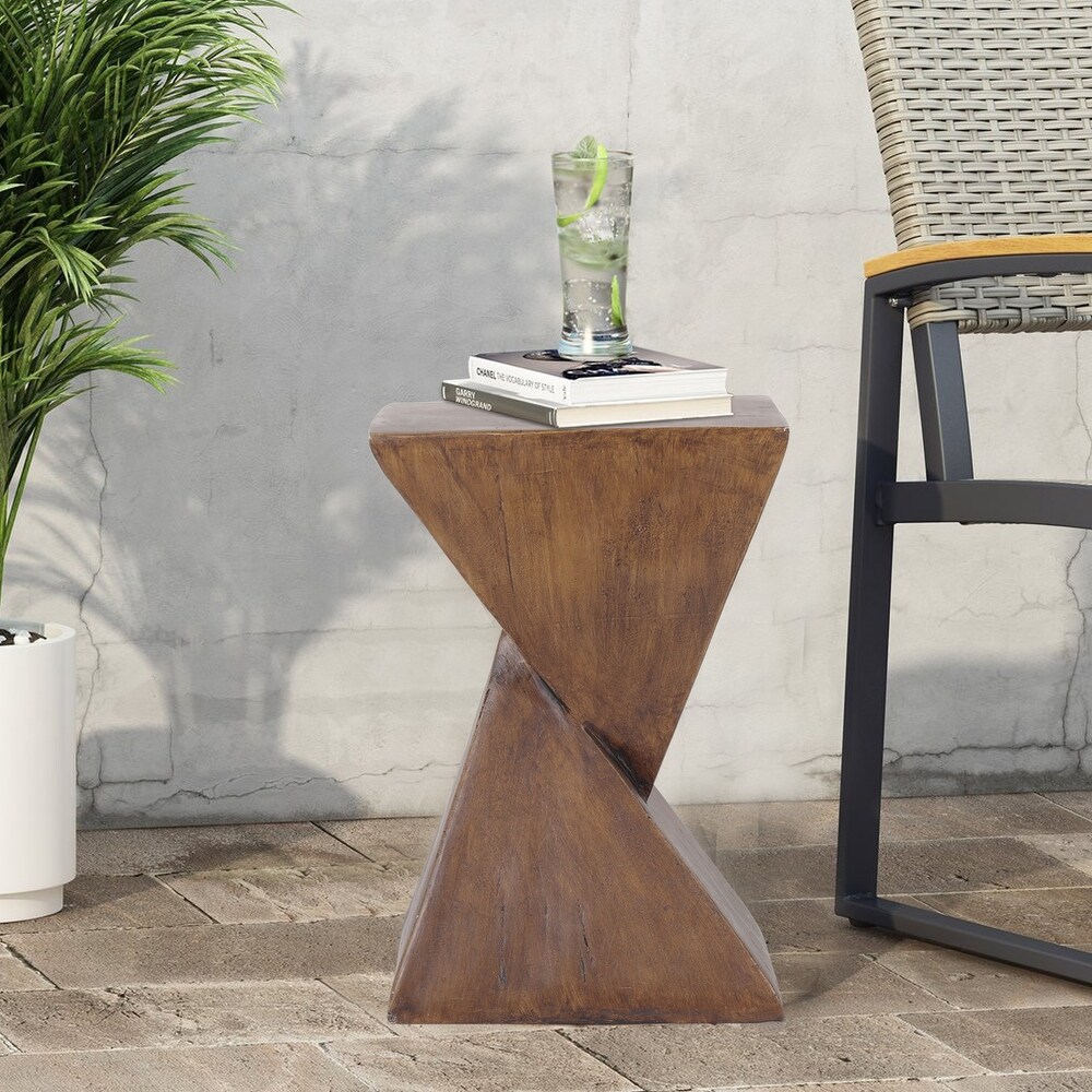 Indoor Lightweight Concrete Accent Table   Natural Wood