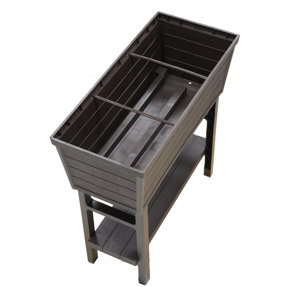 Vigoro 32.25 in. W x 31 in. H Elevated Resin Patio Garden Bed in Brown 999-2200