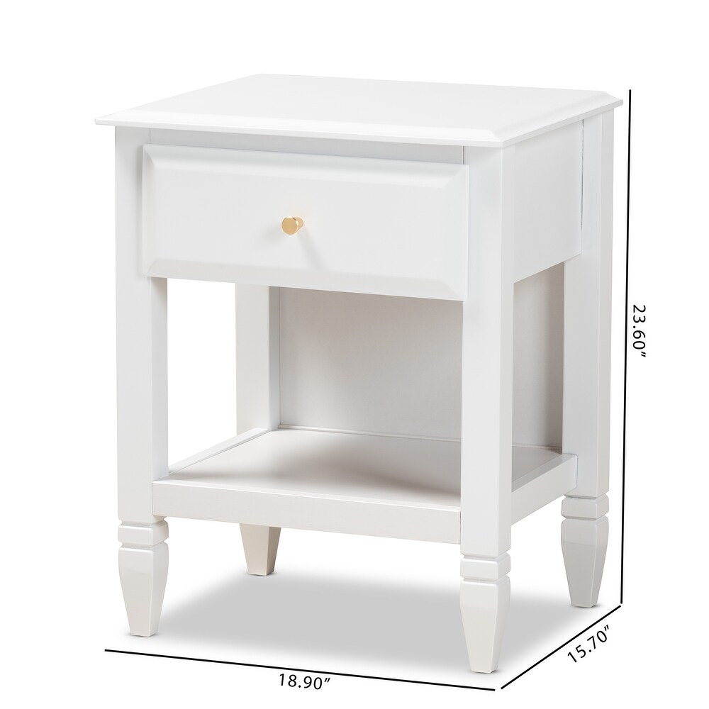 Naomi Classic and Transitional 1 Drawer Bedroom Nightstand