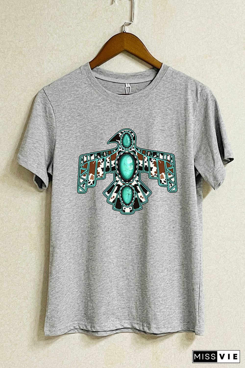 Cowhide Turquoise Thunderbird Graphic T-Shirt Wholesale