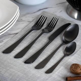 MegaChef Gibbous 20-Piece Black Stainless Steel Flatware Set (Service for 4) 985112465M