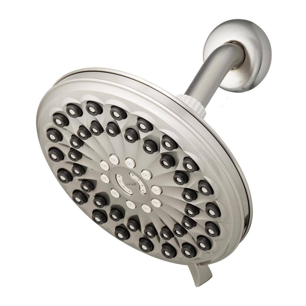 Waterpik 6-Spray Patterns 7 in. Drencher Wall Mount Adjustable Fixed Shower Head in Brushed Nickel XED-639E