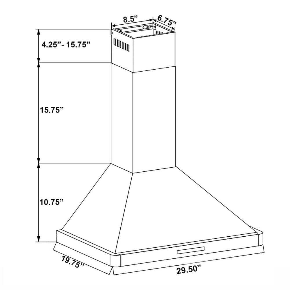 AKDY 30 in Convertible Kitchen Wall Mount Range Hood with Lights in Stainless Steel with Black Painted Stainless Steel