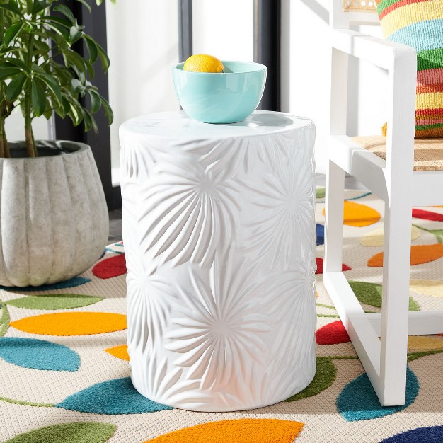 Kesha Ceramic Garden Stool Ivory Safavieh