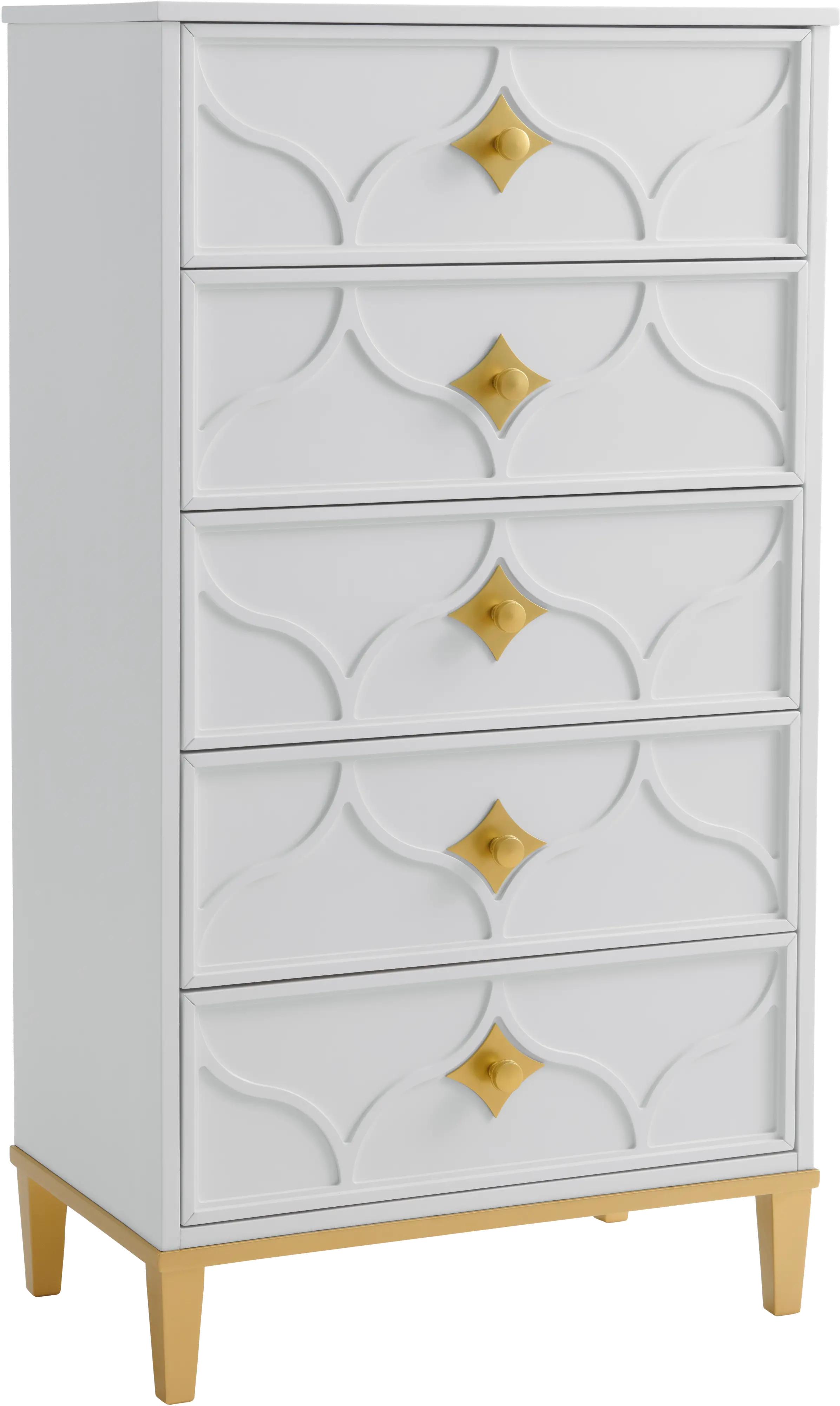 Emma White and Gold Chest of Drawers