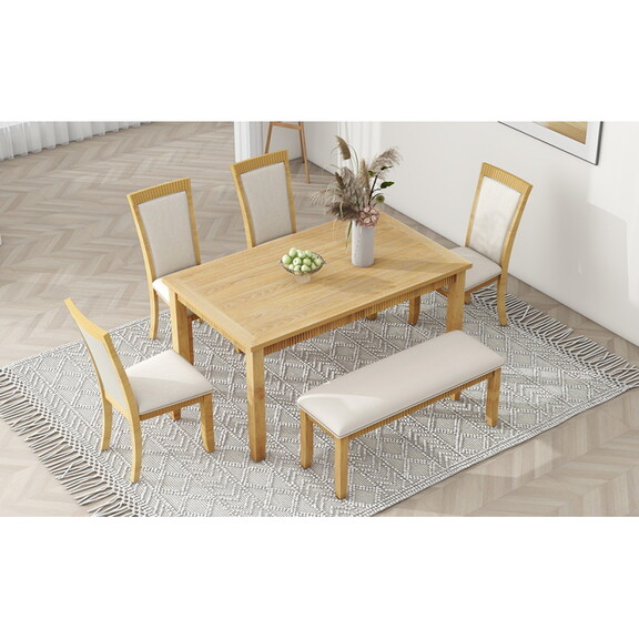 TOPMAX Rustic Solid Wood 6 piece Dining Table Set ...