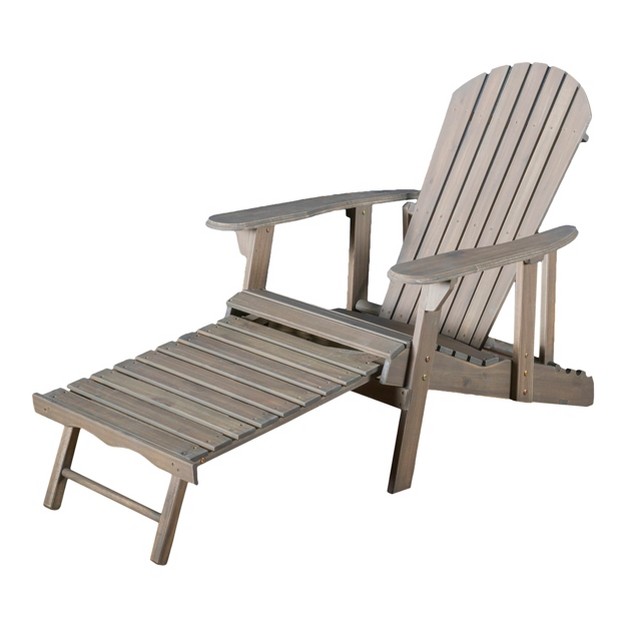 Hayle Reclining Wood Adirondack Chair With Footrest Gray Christopher Knight Home