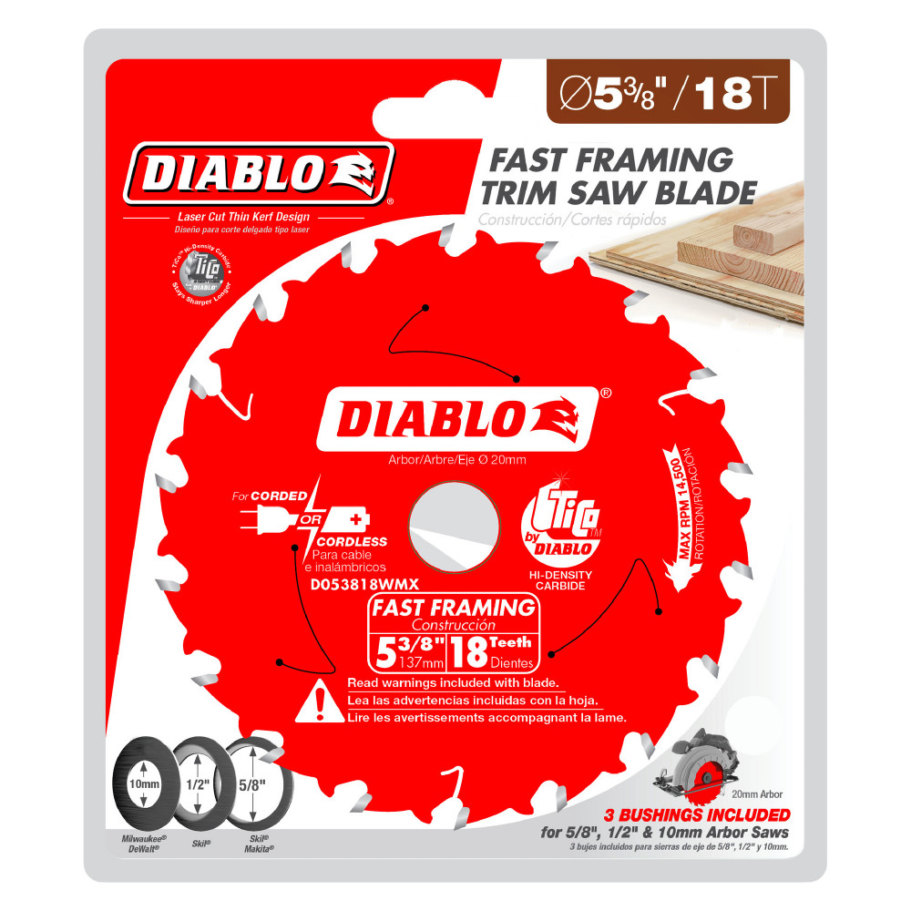 Diablo Circular Saw Blade 5 3/8 x 18 Tooth Fast Framing Trim ;