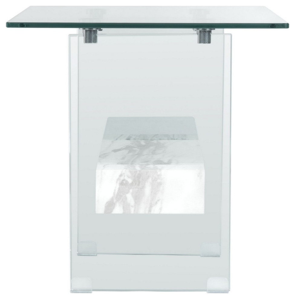 Leya Accent Table Glass/Faux White Marble Shelf   Modern   Side Tables And End Tables   by Virgil Stanis Design  Houzz