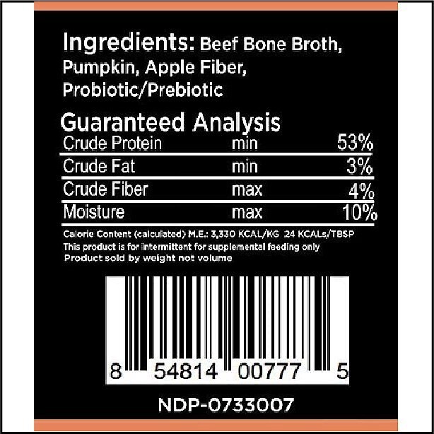 Nature's Diet Digestion Bone Broth Dry Dog and Cat Food Topping， 6-oz jar