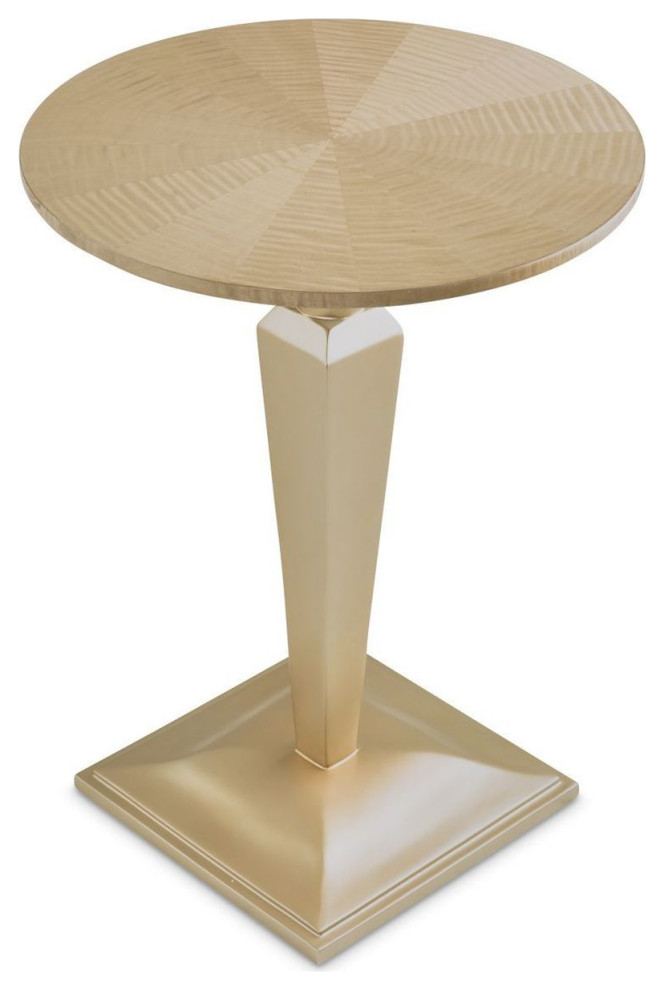 AICO Michael Amini Malibu Crest Round Pedestal Tea Table Chardonnay   Contemporary   Side Tables And End Tables   by Unlimited Furniture Group  Houzz