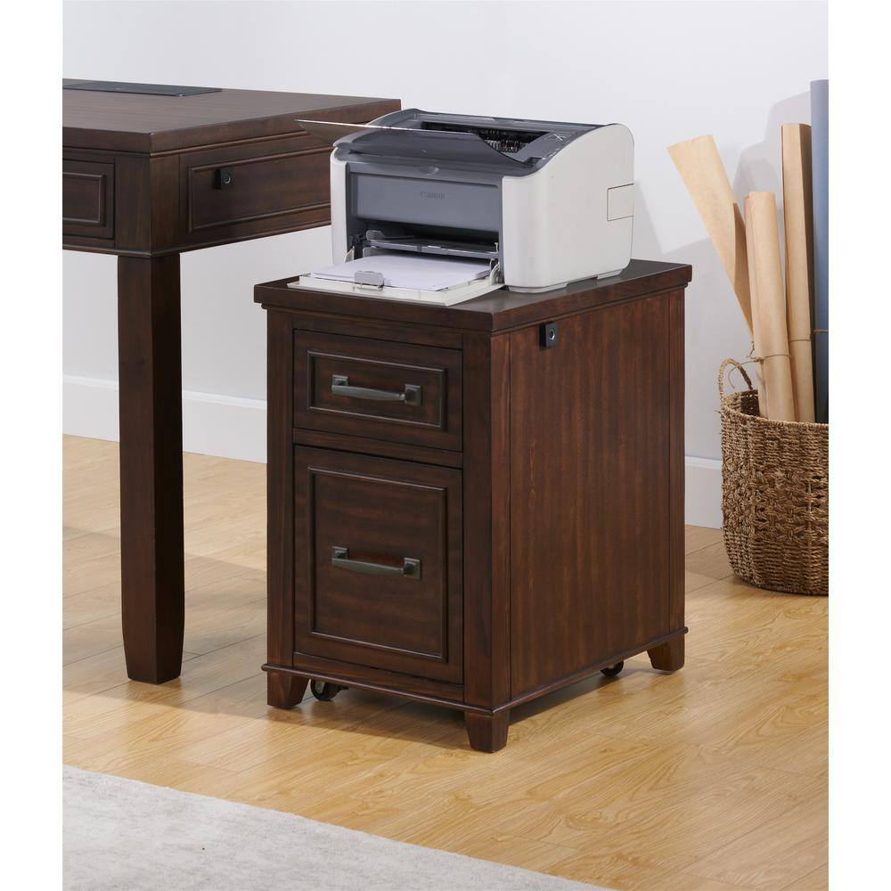 Martin Svensson Home Del Mar Coffee Walnut 2-Drawer File Cabinet with Fingerprint Lock 7102809