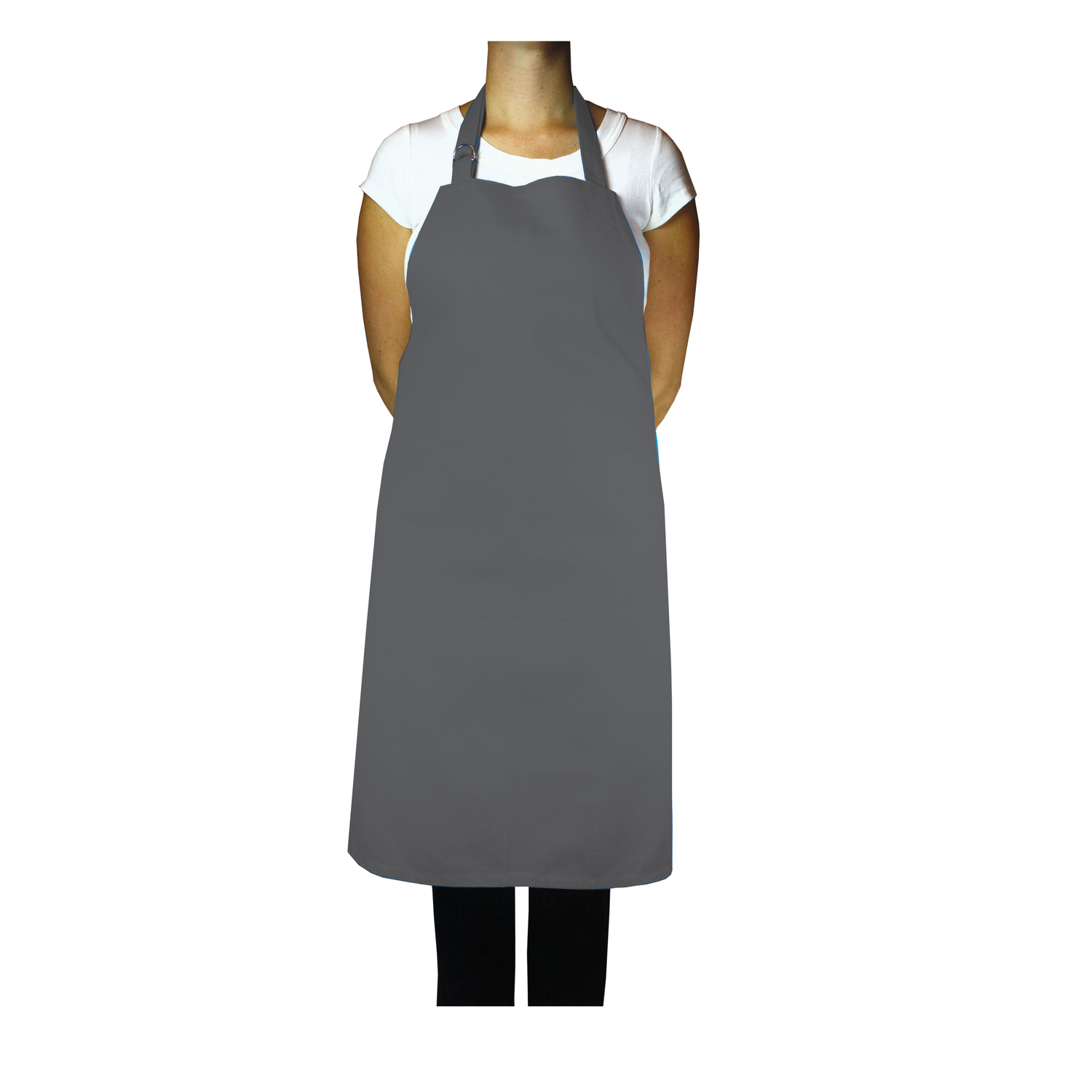 Mu Kitchen Silver Cotton Solid Bibb Apron