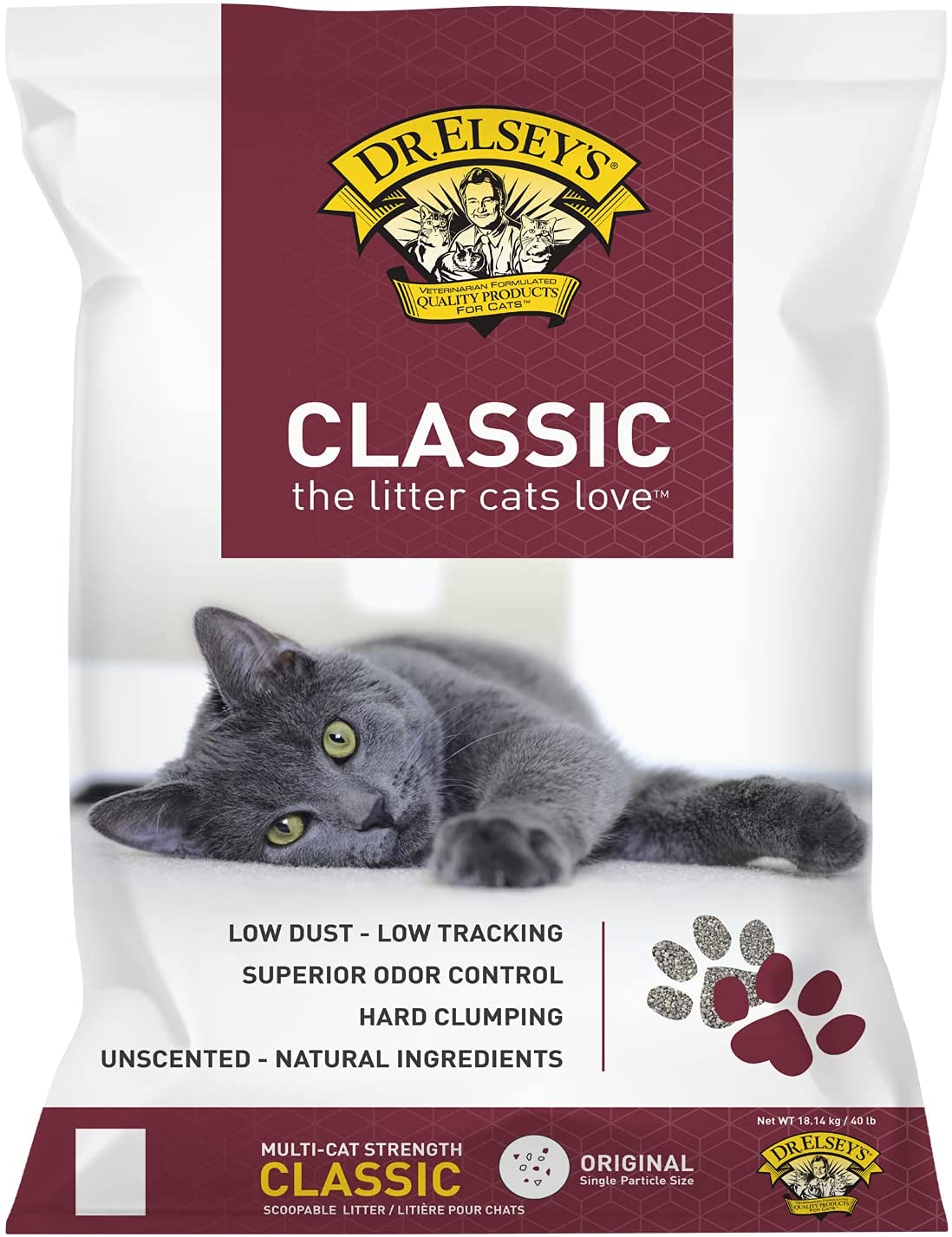 Dr. Elsey's Precious Cat Classic Premium Clumping Cat Litter， 40 lb Bag