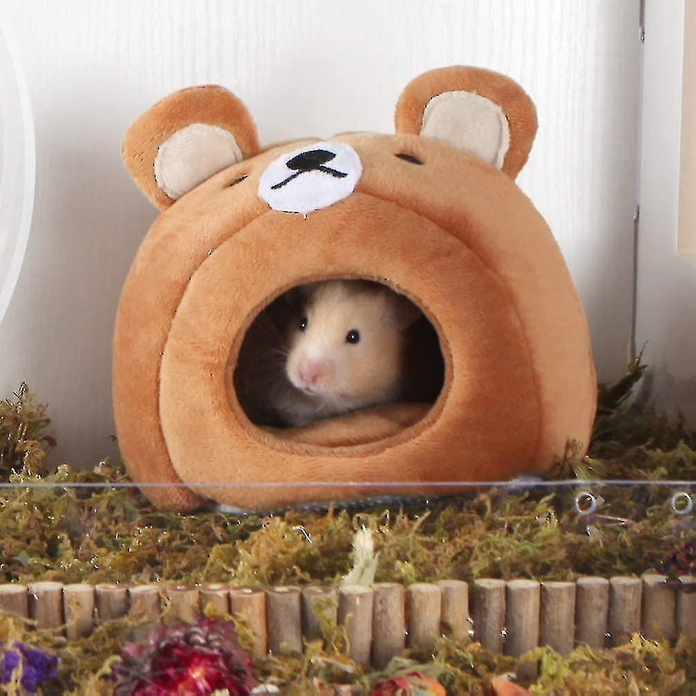 Hamster Bed Houses And  Outs Warm Cotton Nest Cave For Small Pet Animals Cage Habitat Decor (brown B