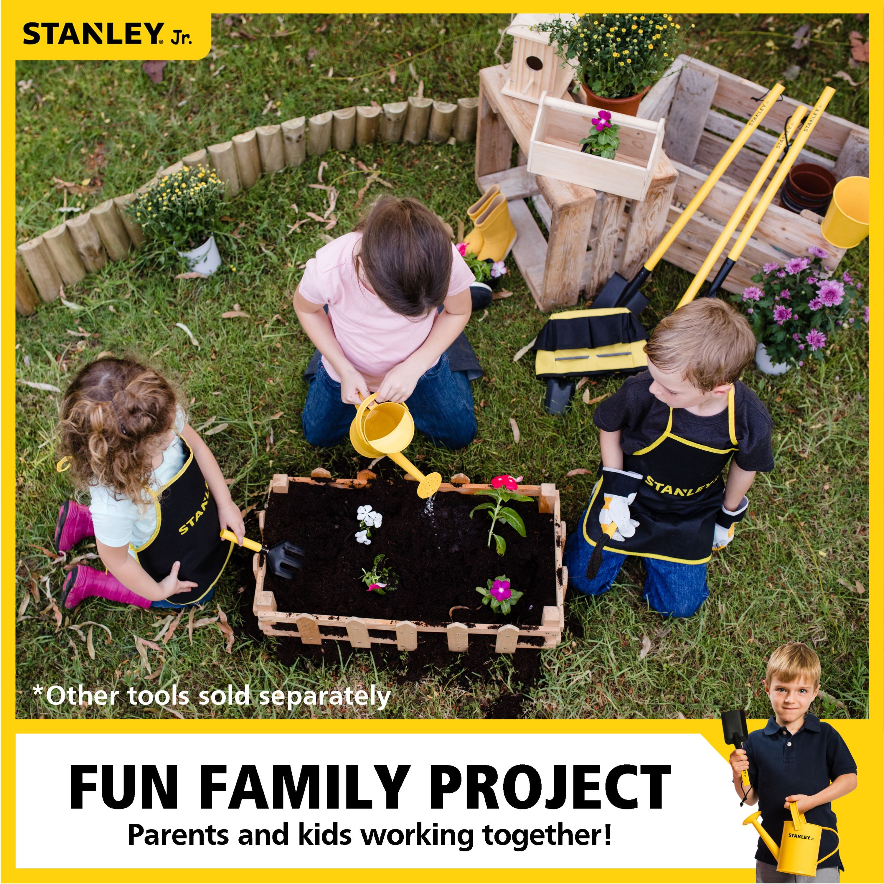 STANLEY Jr Toy Gardening Tool Set With Gloves and Watering Can