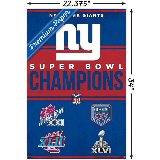 Trends International Nfl New York Giants Champions 23 Unframed Wall Poster Prints