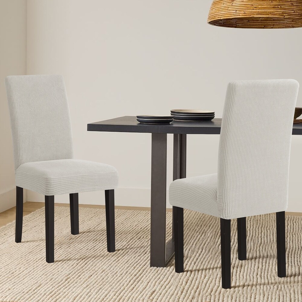 CHUN YI Elastic Textured Grid Dining Chair Slipcover