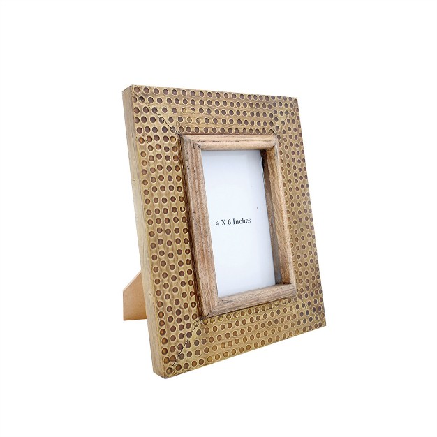 4 X 6 Inch Decorative Distressed Hammered Brass Metal Picture Frame Foreside Home amp Garden