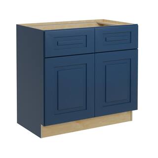 Home Decorators Collection Grayson 36 in. W x 24 in. D x 34.50 in. H in Mythic Blue Plywood Shaker Stock Assembled Base Kitchen Cabinet B36-GMB