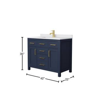 Wyndham Collection Beckett 42 in. W x 22 in. D Single Vanity in Dark Blue with Cultured Marble Vanity Top in White with White Basin WCG242442SBLWCUNSMXX