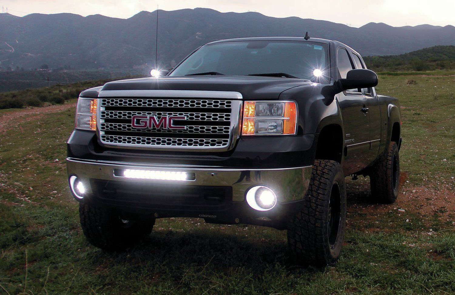 iJDMTOY Lower Grille 20-Inch LED Light Bar Compatible With 09-13 GMC Sierra 1500 and 08-14 2500 3500 HD， Includes (1) 100W CREE LED Lightbar， Lower Bumper Opening Mount Brackets and On/Off Switch Wiring