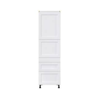 J COLLECTION Mancos Glacier White Shaker Assembled Pantry Kitchen Cabinet with Inner Drawers (24 in. W x 84.5 in. H x 24 in. D) DST3D242484.5I2(LR)-MN