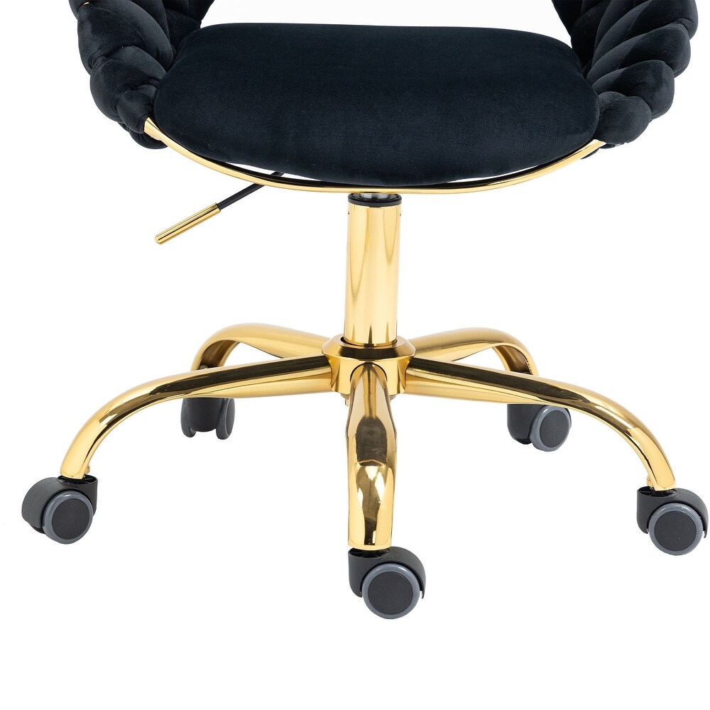 Modern Computer Office Chair  Adjustable Swivel Chair  Velvet Fabric Office Desk Chair  for Study  Living Room  Bedroom  Black