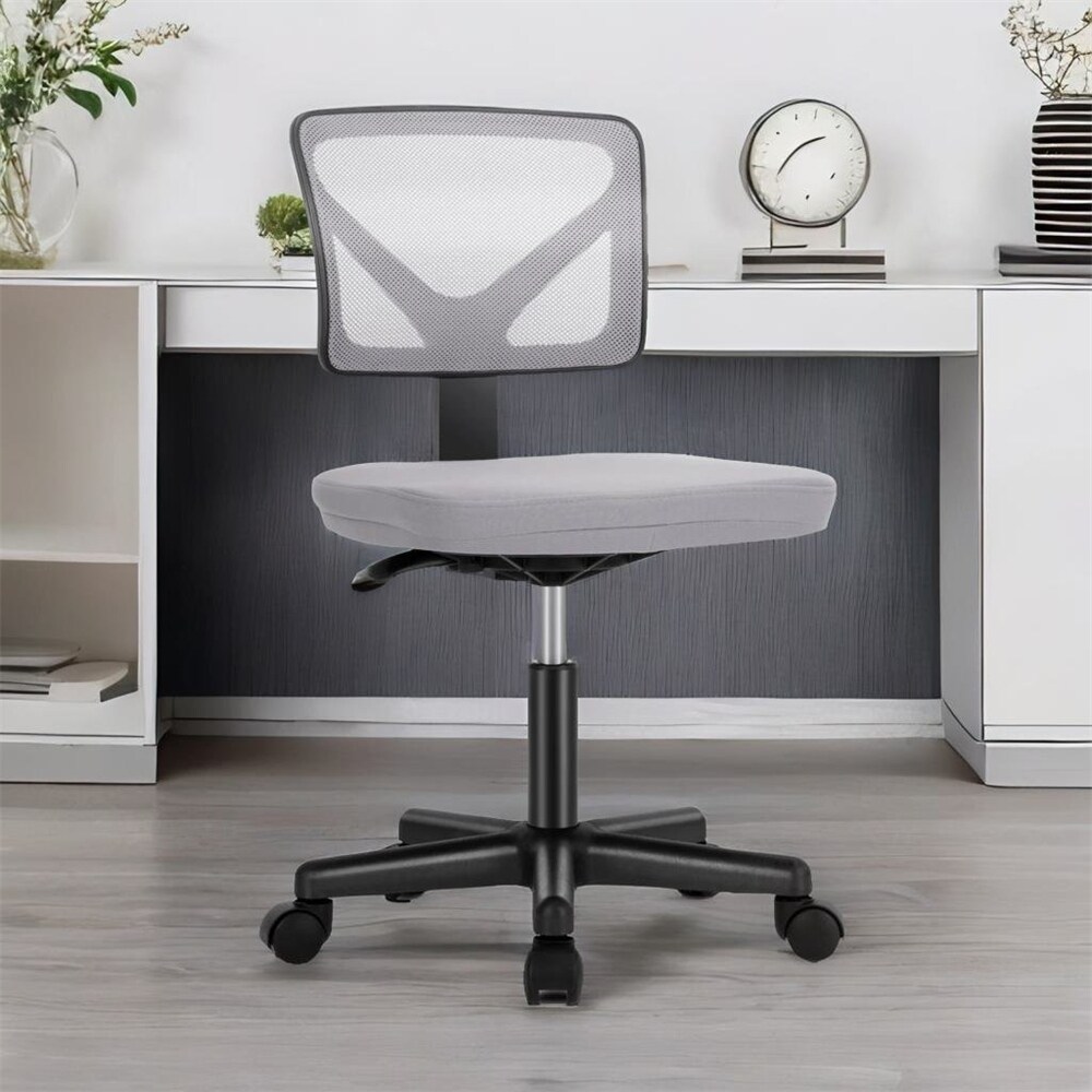 Height Adjustable Armless Home Office Chair with Lumbar Support   N/A