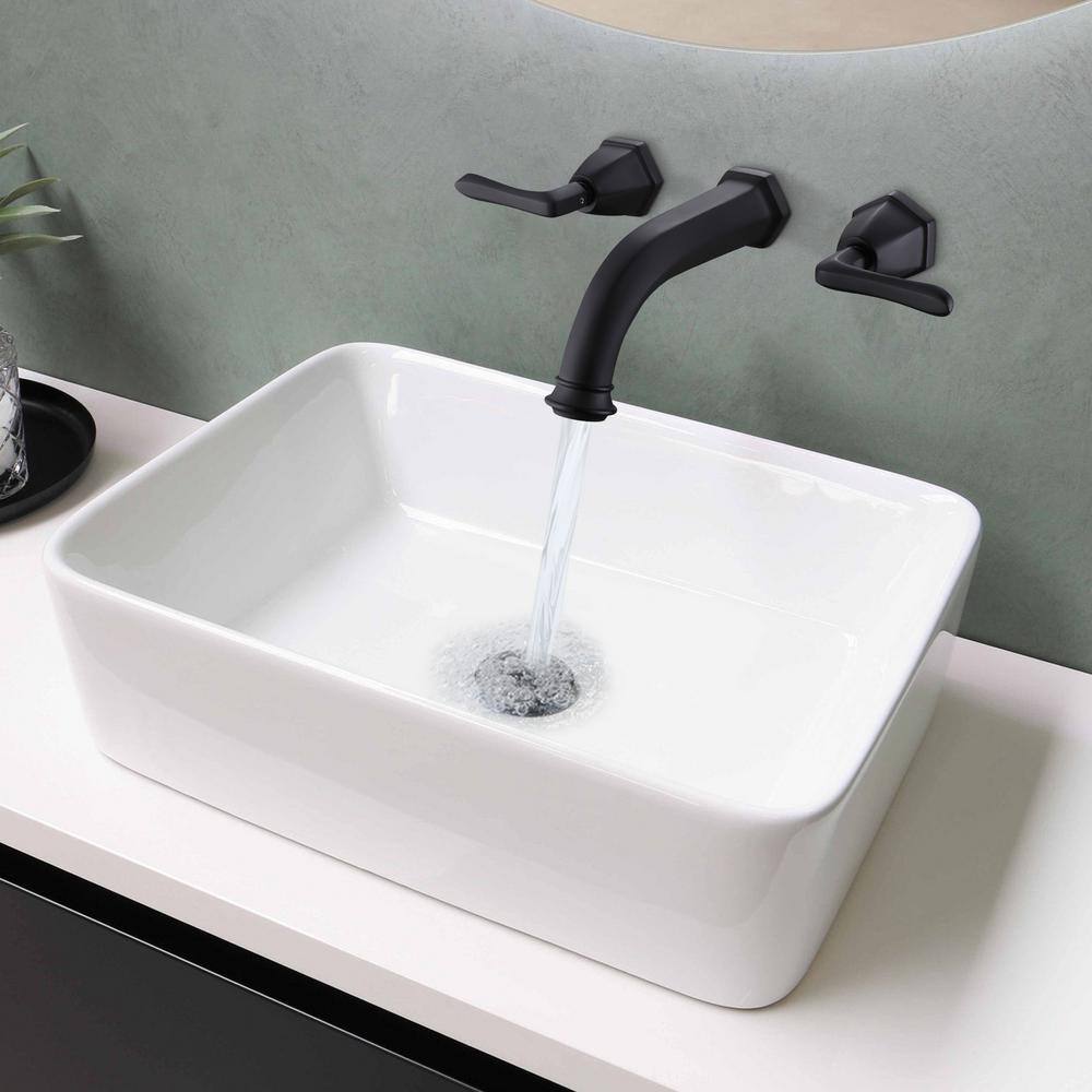 Tomfaucet 2-handle Wall Mounted Faucet Bathroom Sink Faucet in Matte Black TFB1125MB