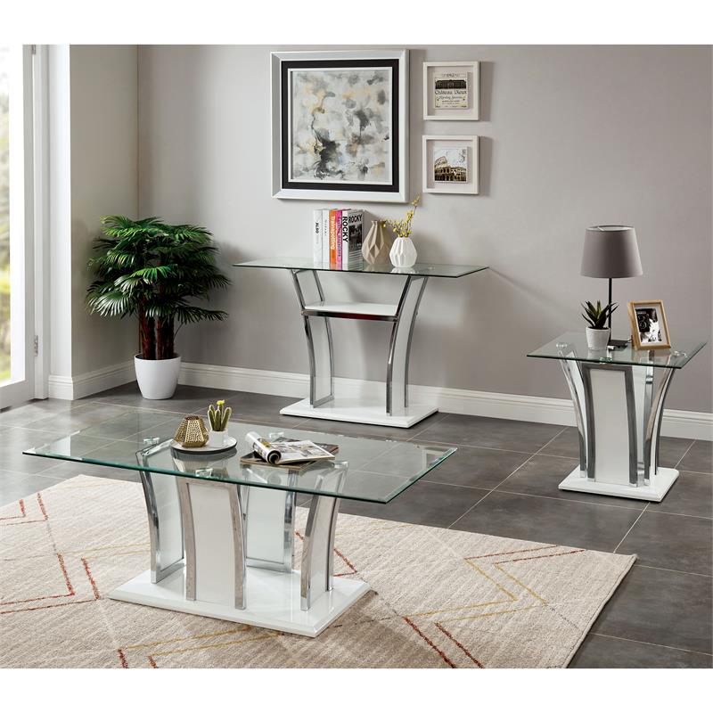 Bowery Hill Modern Metal Coffee Table in Glossy White