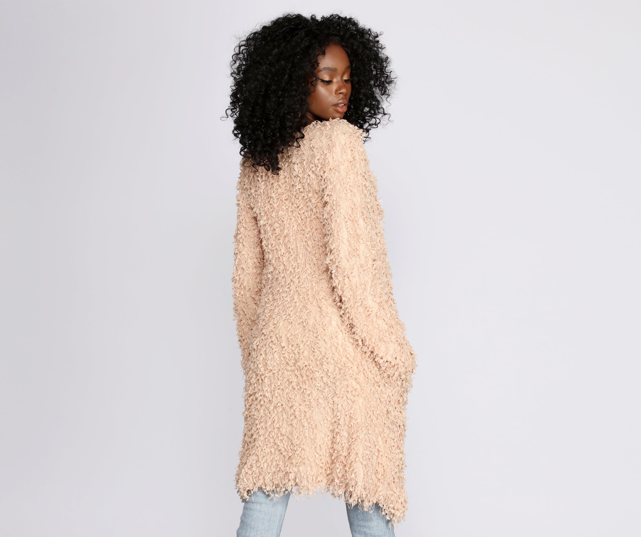 Shaggy Long Line Cardigan