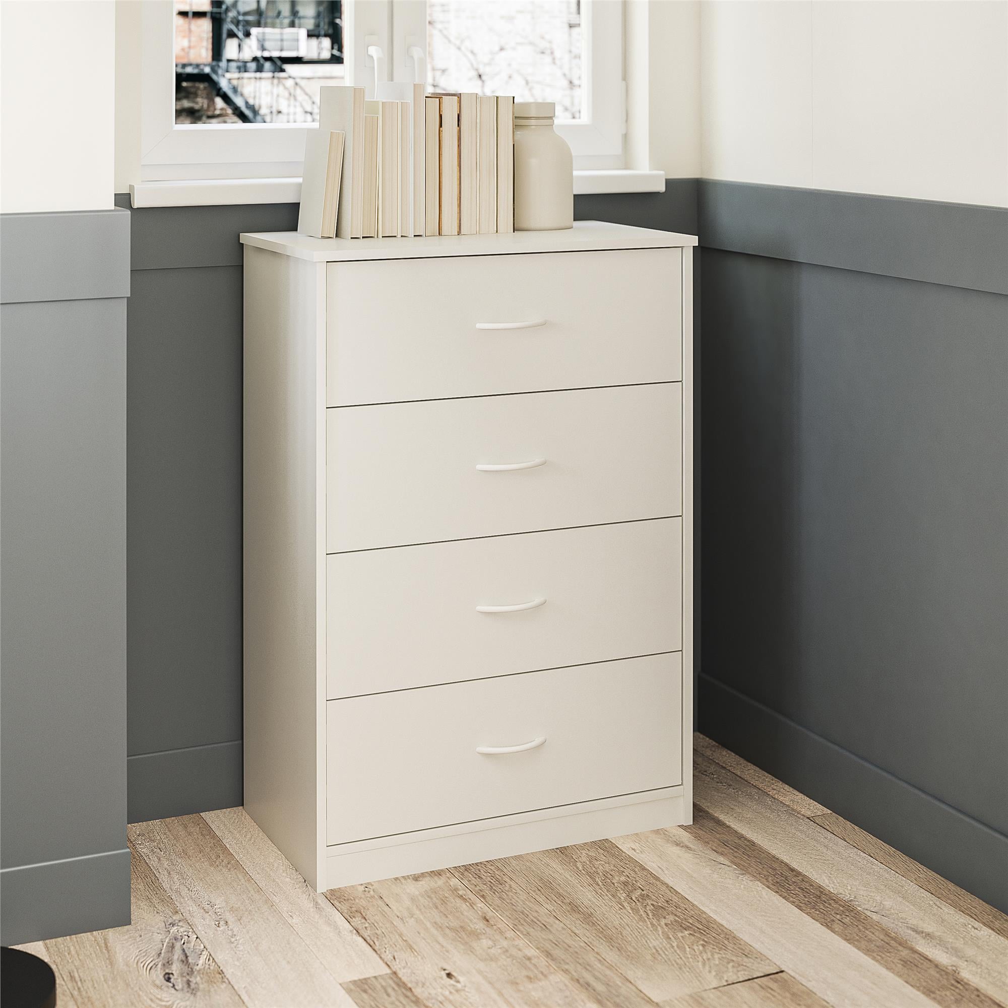 Mainstays Classic 4 Drawer Dresser, White