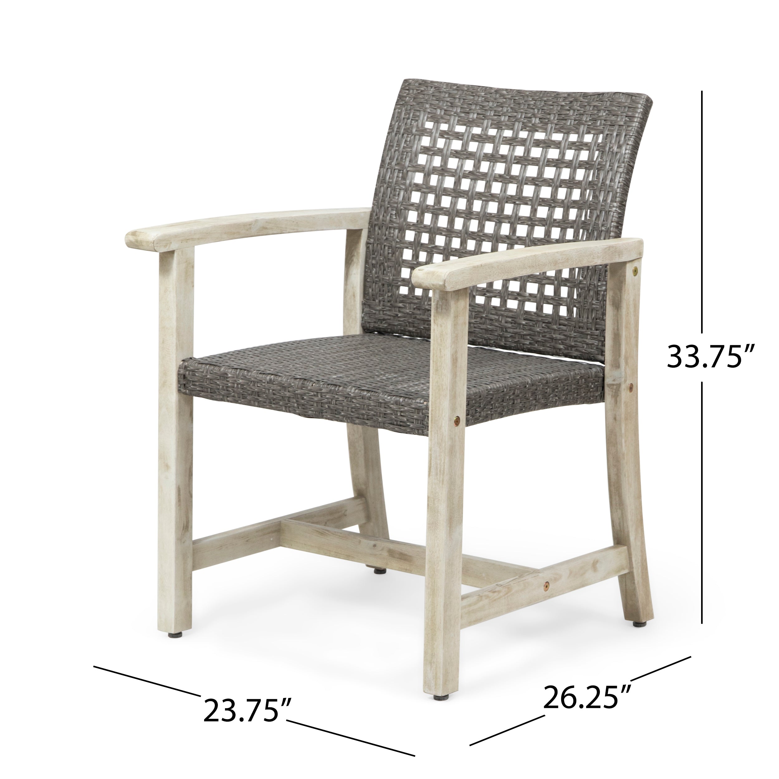 Alyssa Outdoor Acacia Wood and Wicker Dining Chair (Set of 2)