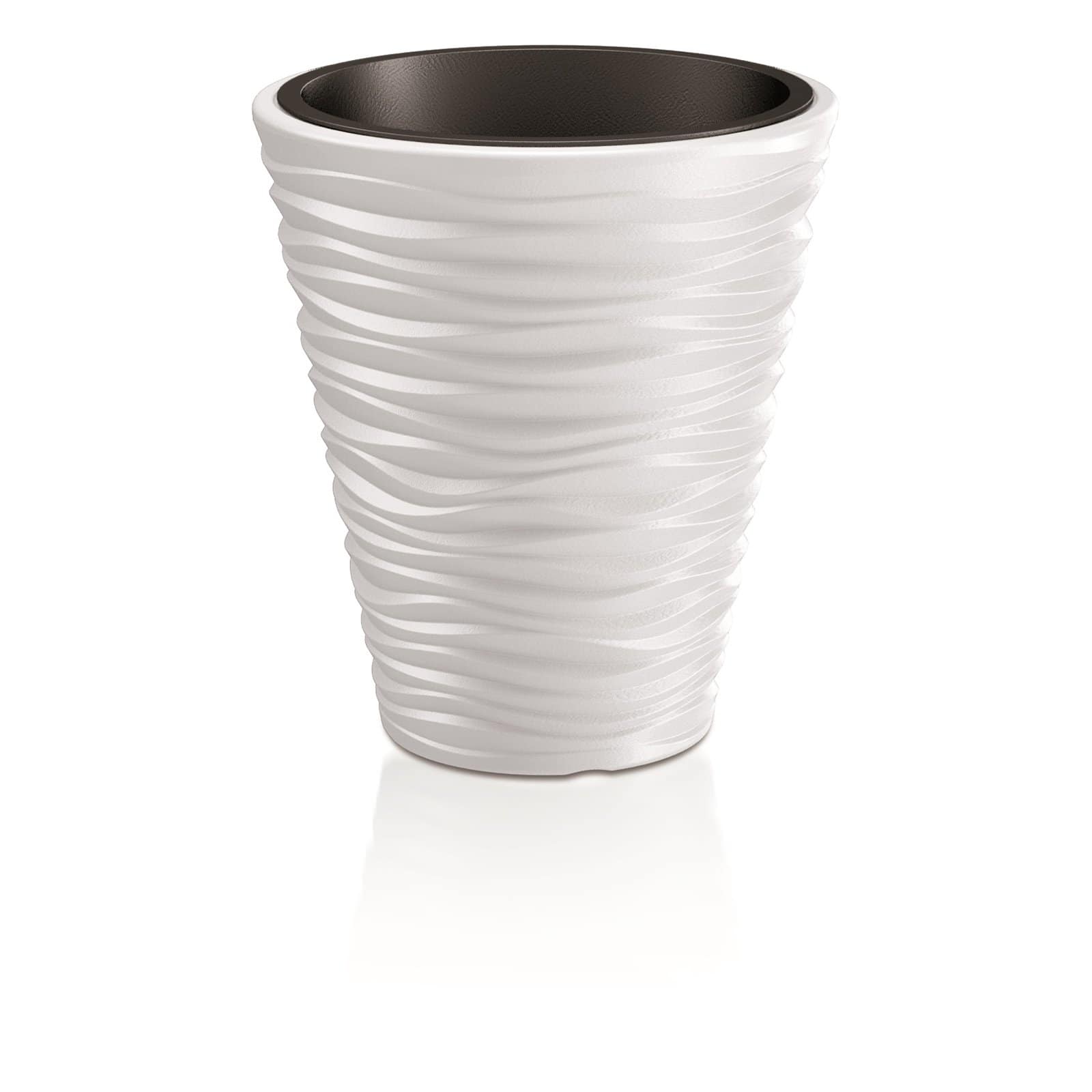 Kasamodern Modern Round Planter Pot with Horizontal Waves