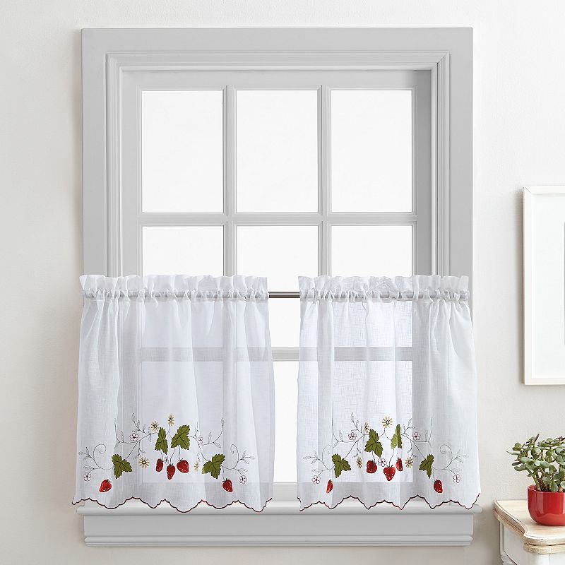 CHF Strawberry Garden Tailored Window Curtain Tier Set