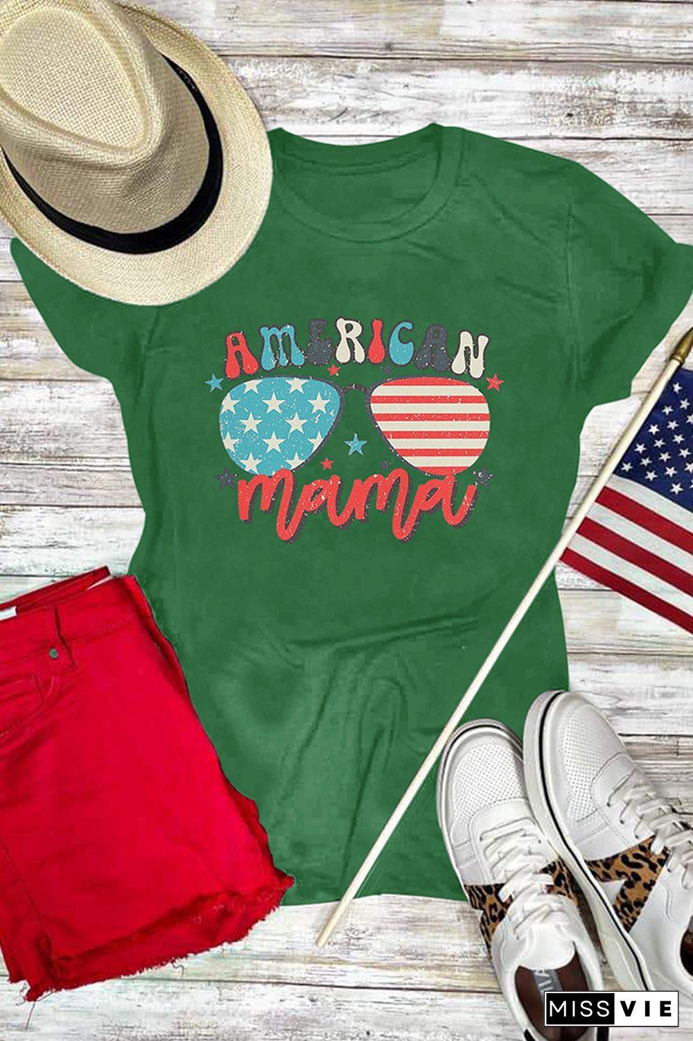 US Flag American Mama Graphic Tee Wholesale