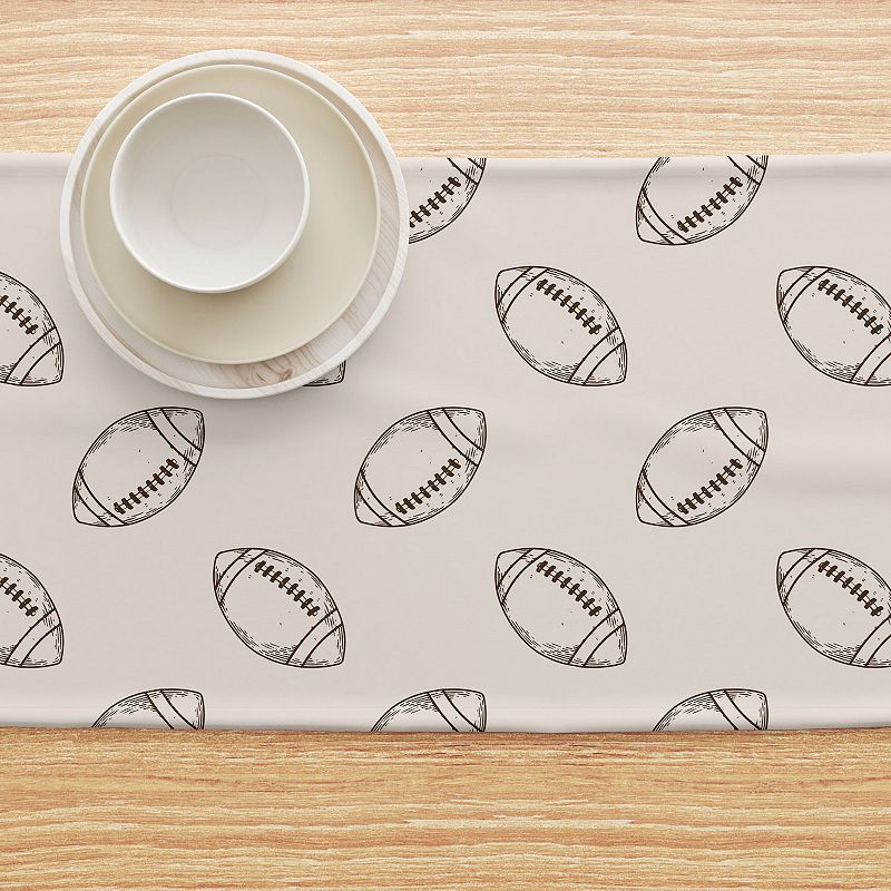 Table Runner， 100% Cotton， 16x90， Football Sketch