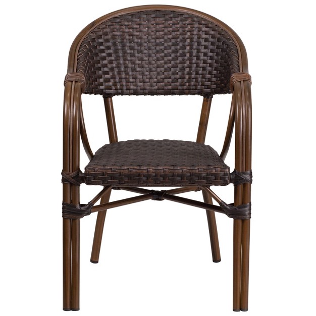 Flash Furniture Milano Series Rattan Restaurant Patio Chair With Bamboo aluminum Frame