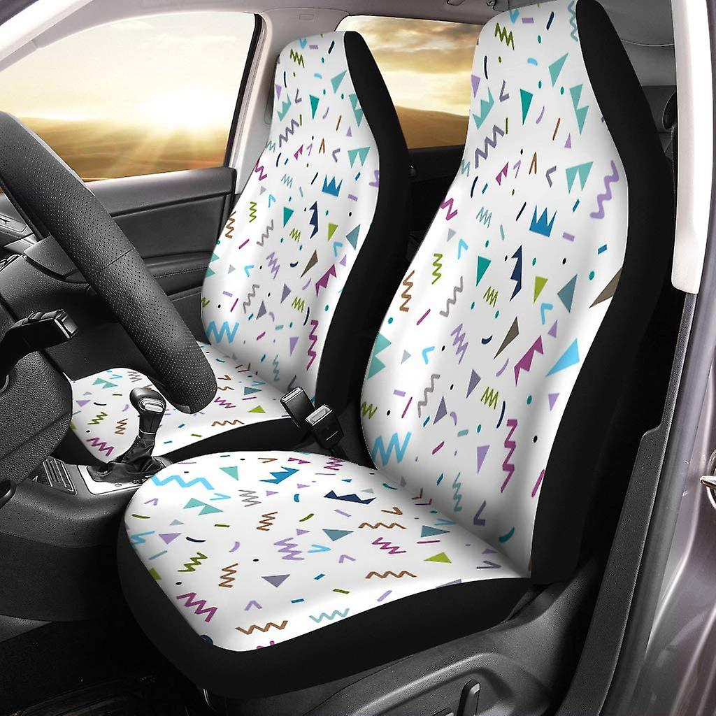 Set Of 2 Car Seat Covers Geometric Shapes The Universal Auto Front Seats Protector Fits For Car，suv Sedan，truck