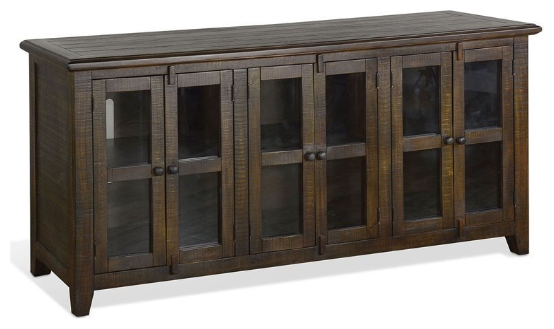 Pemberly Row Transitional Wood TV Cabinet for TVs up to 80 quotin Tobacco Leaf   Farmhouse   Entertainment Centers And Tv Stands   by Homesquare  Houzz