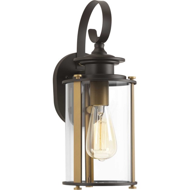 Progress Lighting Squire 1 light Small Wall Lantern Steel Black Finish Clear Glass Shade