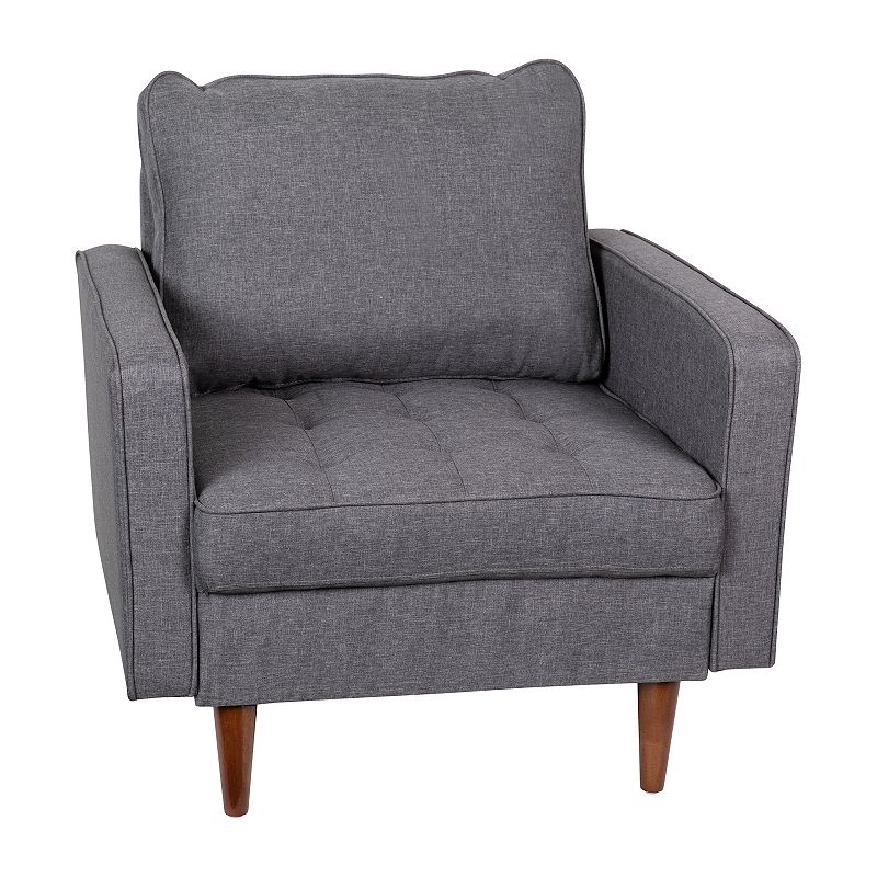 Merrick Lane Garibaldi Mid-Century Modern Armchair with Tufted Upholstery and Solid Wood Legs